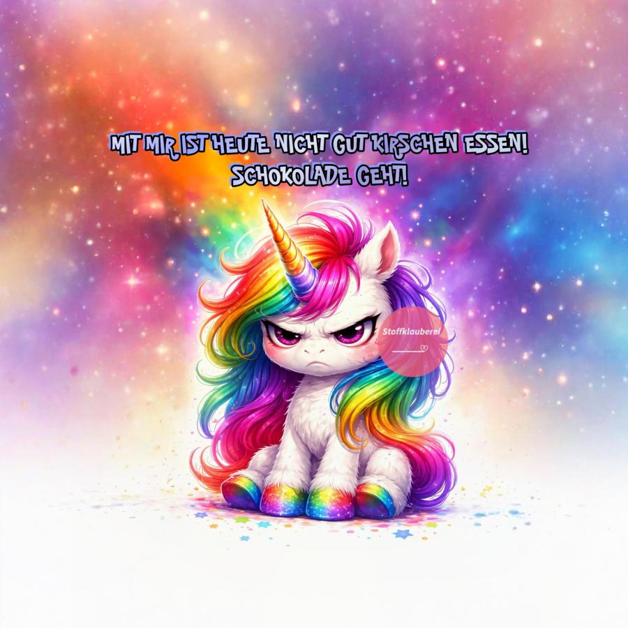 "Einhorn Schokolade geht" Kunstleder 40x40cm